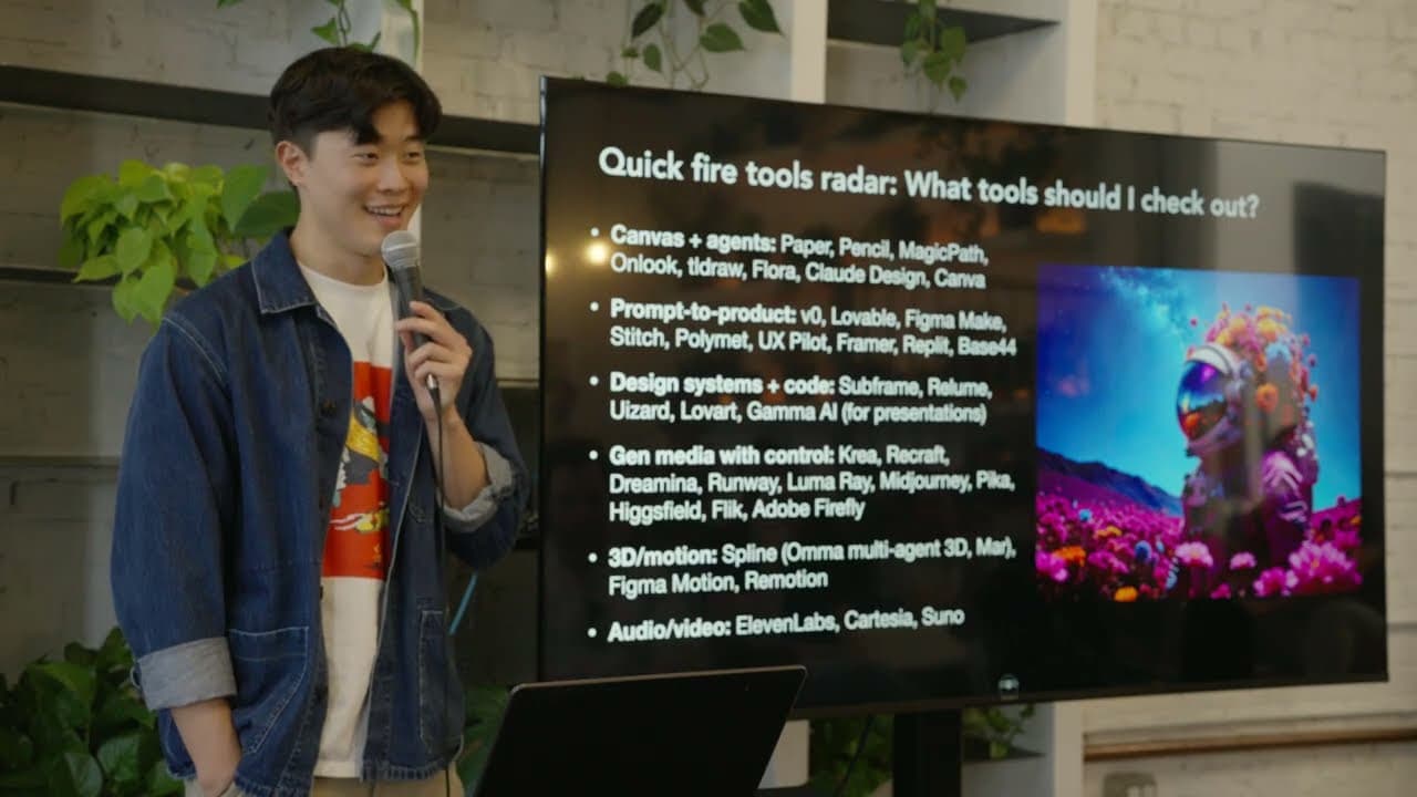 JM presenting an AI design tools radar at the first AI Clubhouse design meetup