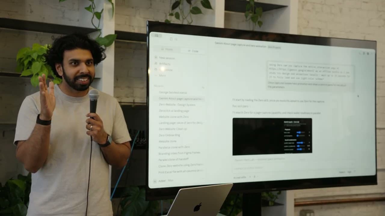 Adeel from Zero demonstrating an agent-built motion prototype