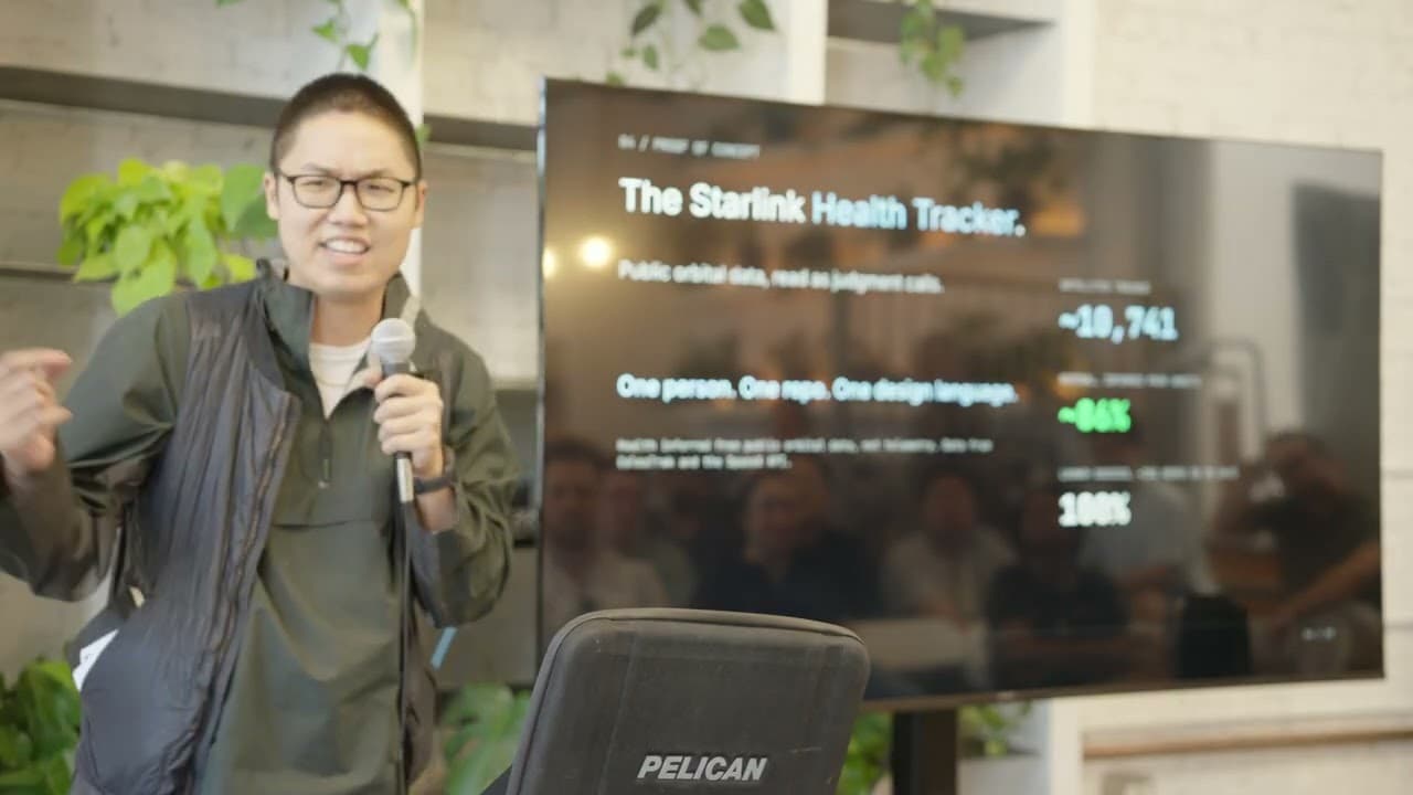 David T. Phung presenting his agent-built Starlink satellite health tracker