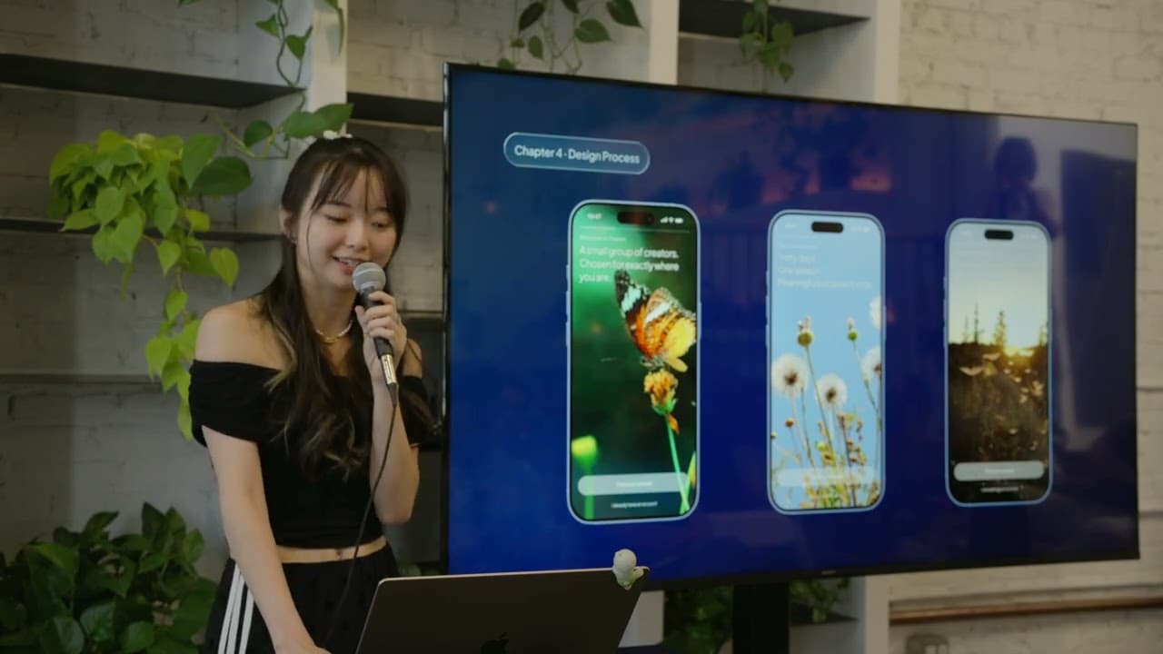 Farah presenting the Season creator community app and its visual design