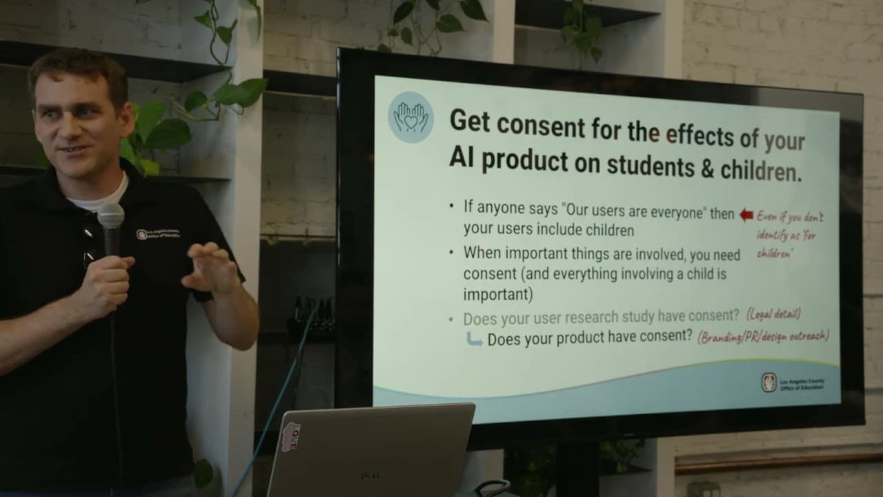 Jack Beaton presenting a consent-at-scale framework for AI products with child users