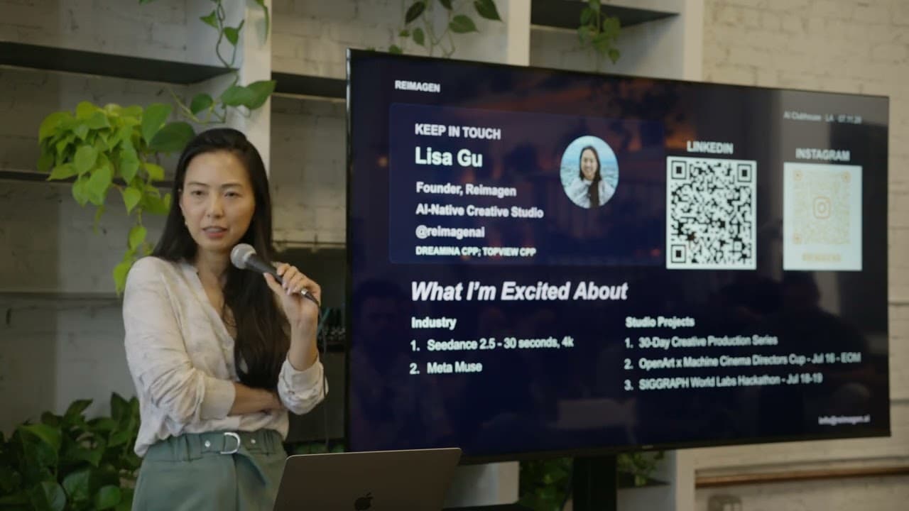 Lisa Gu presenting an AI-native video production workflow and its agent costs