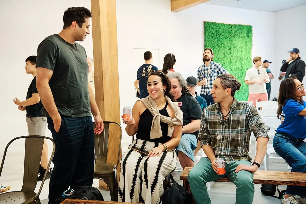 Attendees chatting during the OpenClaw LA meetup