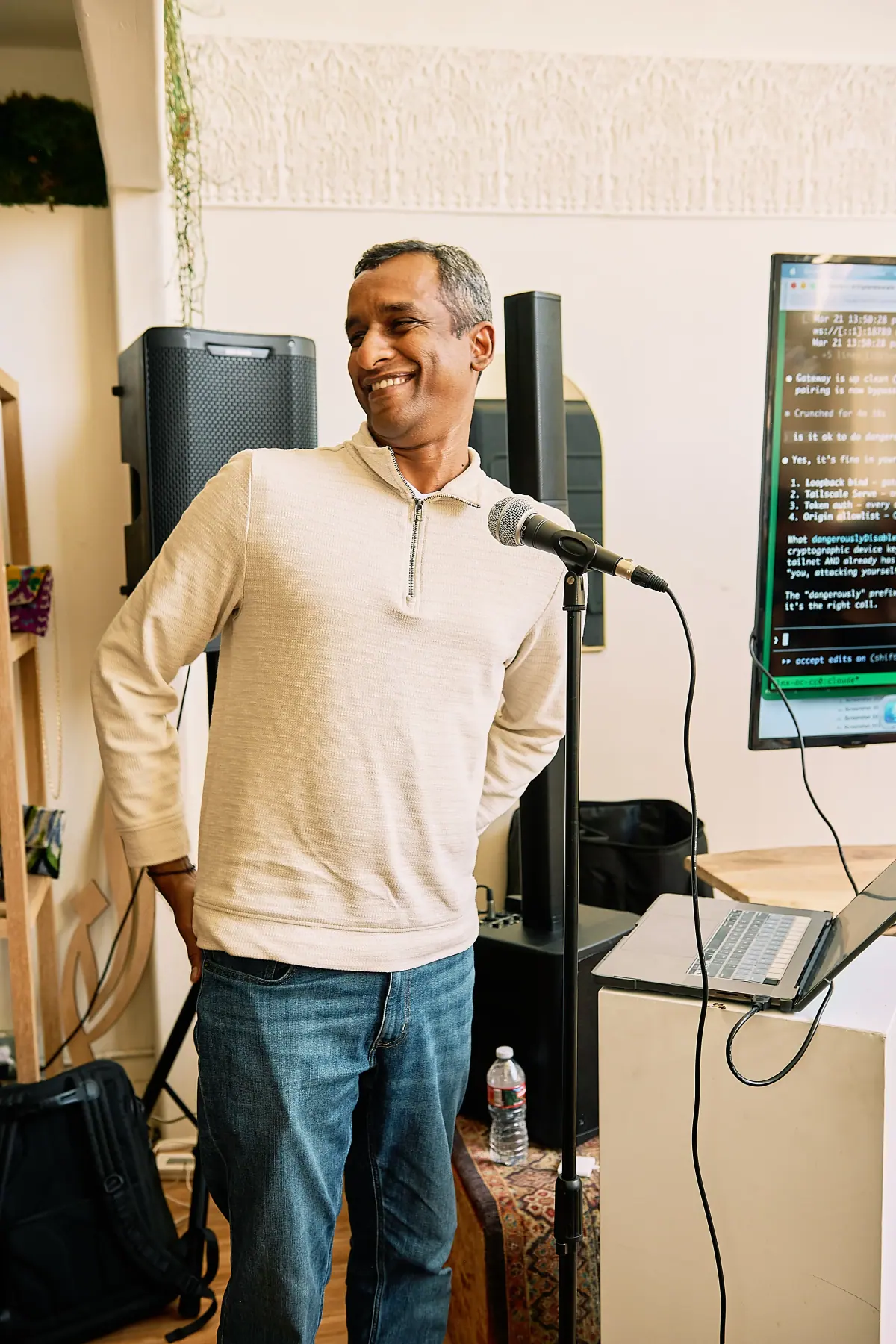Gopi presenting his home lab setup at the OpenClaw LA Meetup #2