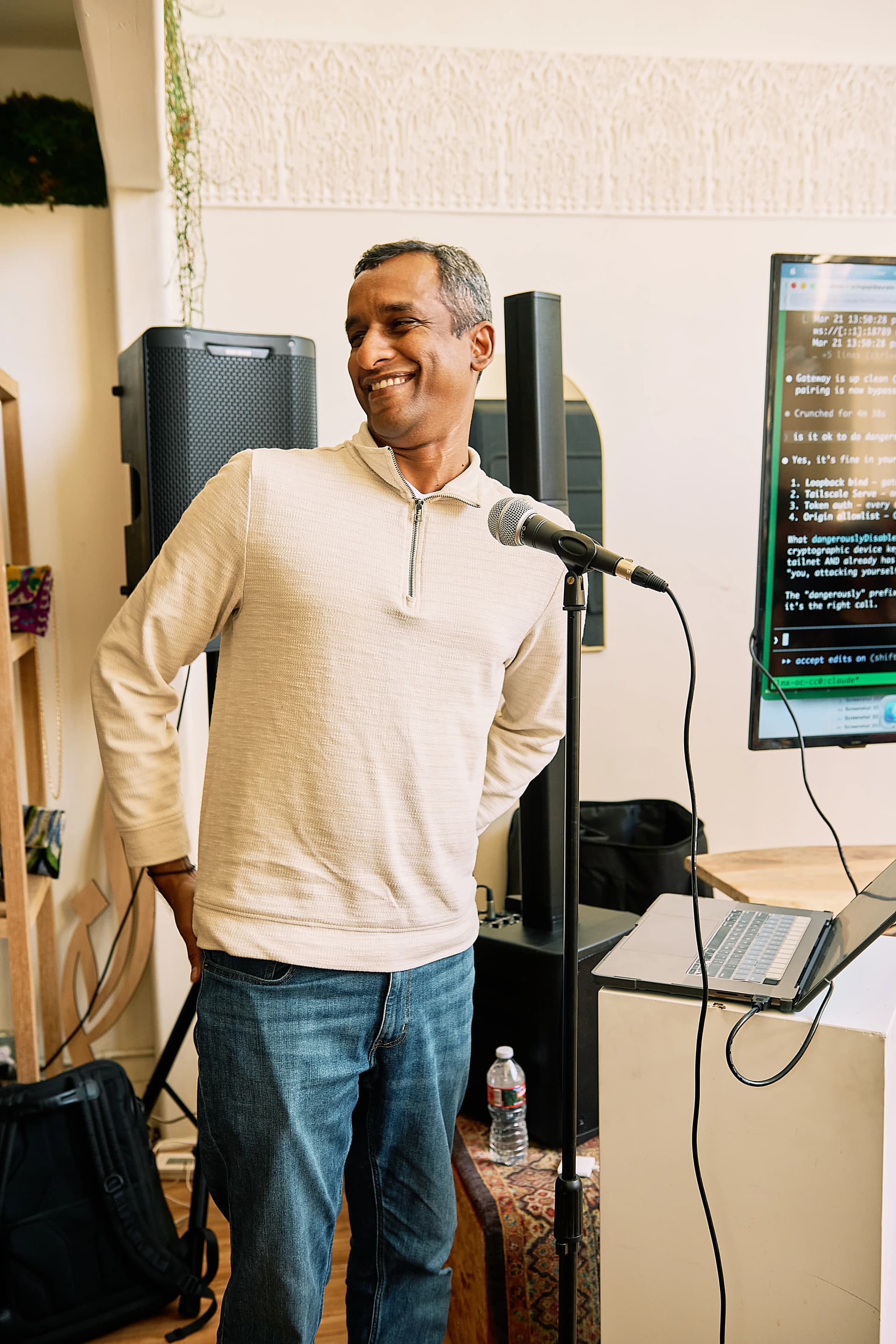 Gopi presenting his home lab setup at the OpenClaw LA Meetup #2