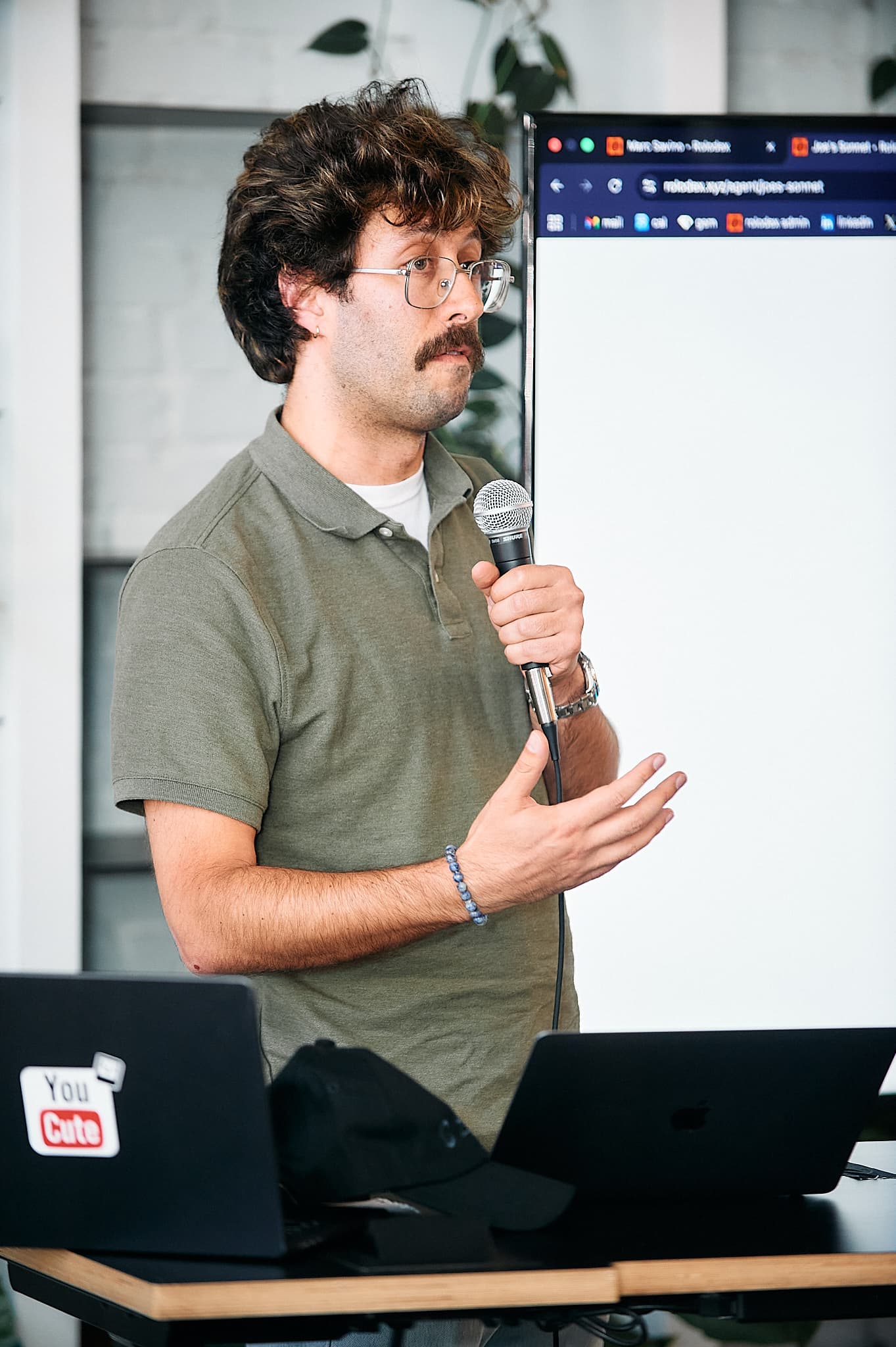 Mark Savino presenting Rolodex.xyz with the agent profile on screen