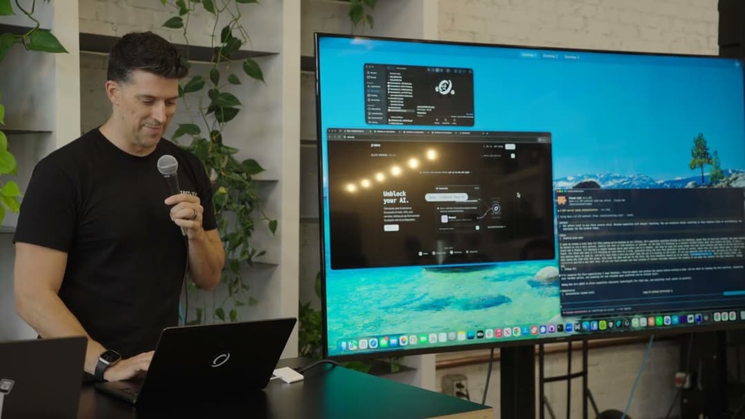 Michael from Zero presenting the agent services platform