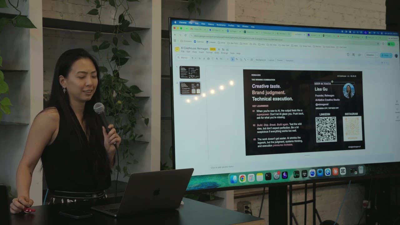 Lisa Gu presenting her AI-native creative production workflow